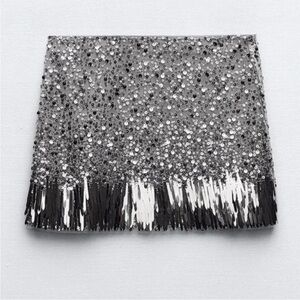 Sequin Embellished Silver Skirt